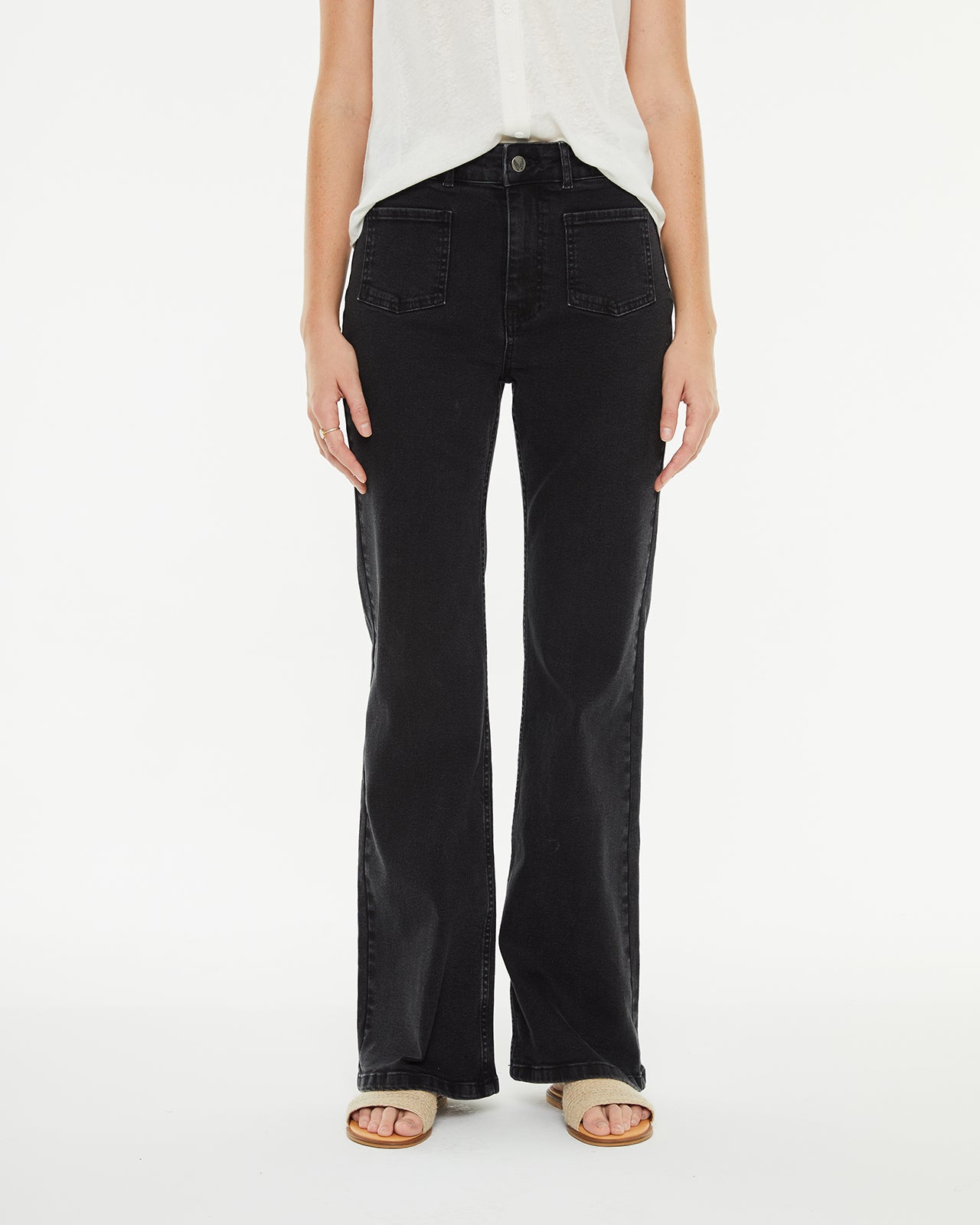 Mid-rise flared denim pants