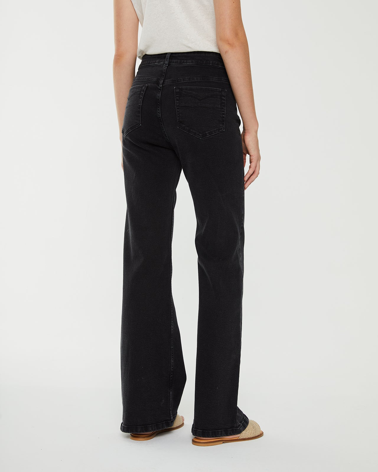 Mid-rise flared denim pants