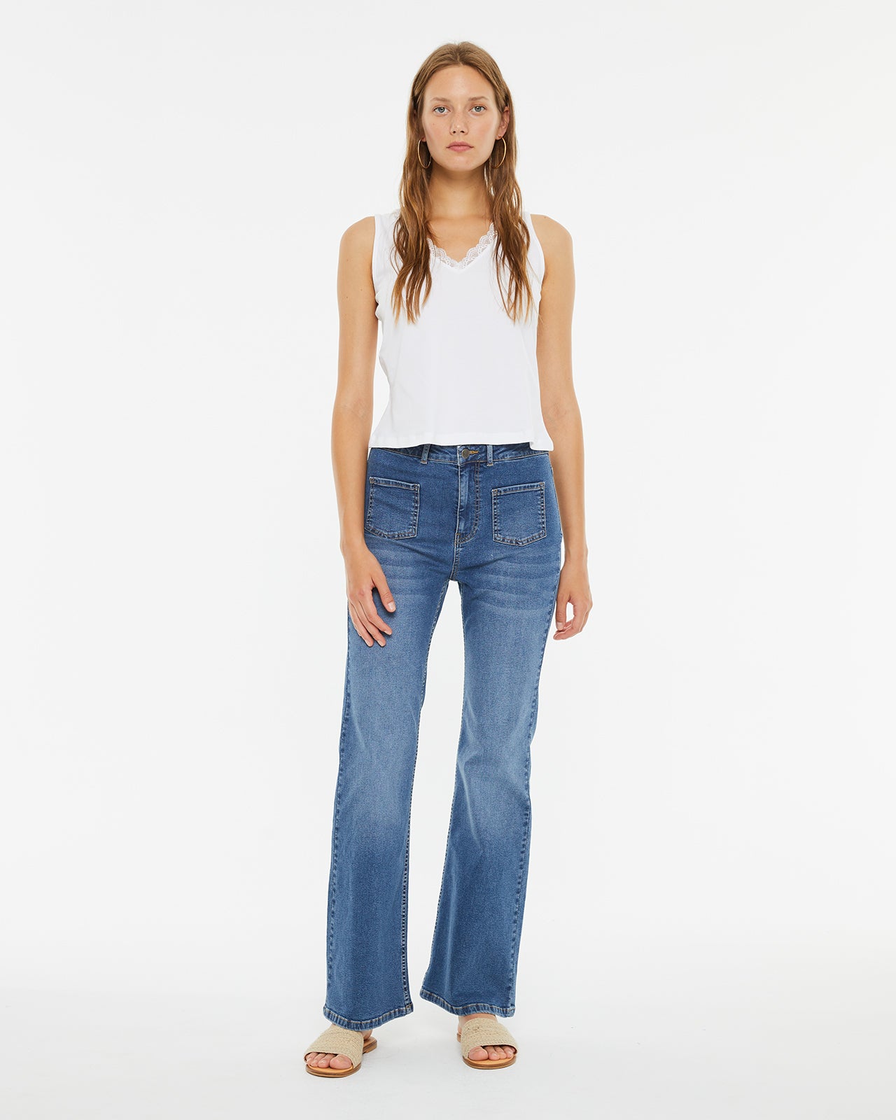 Mid-rise flared denim pants