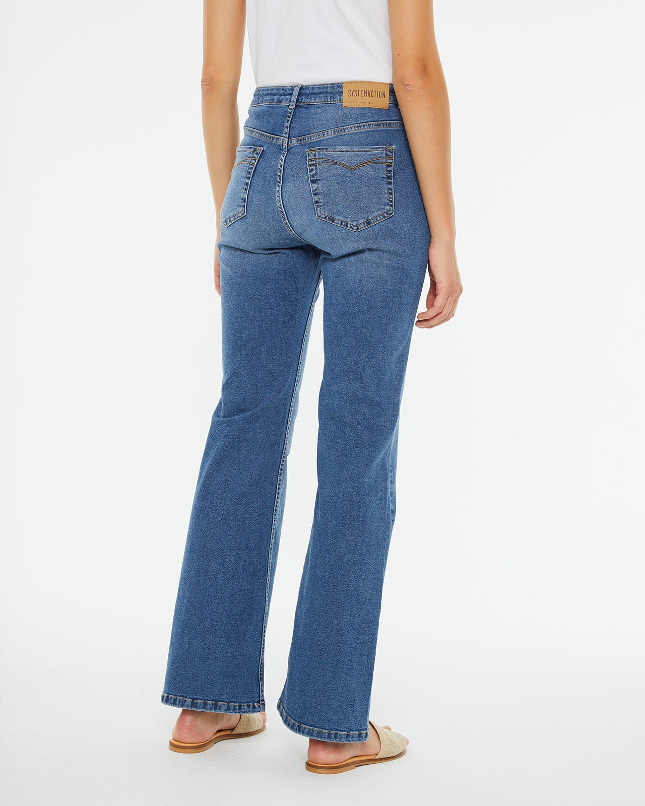 Mid-rise flared denim pants