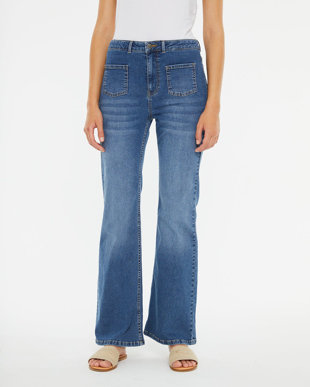 Mid-rise flared denim pants