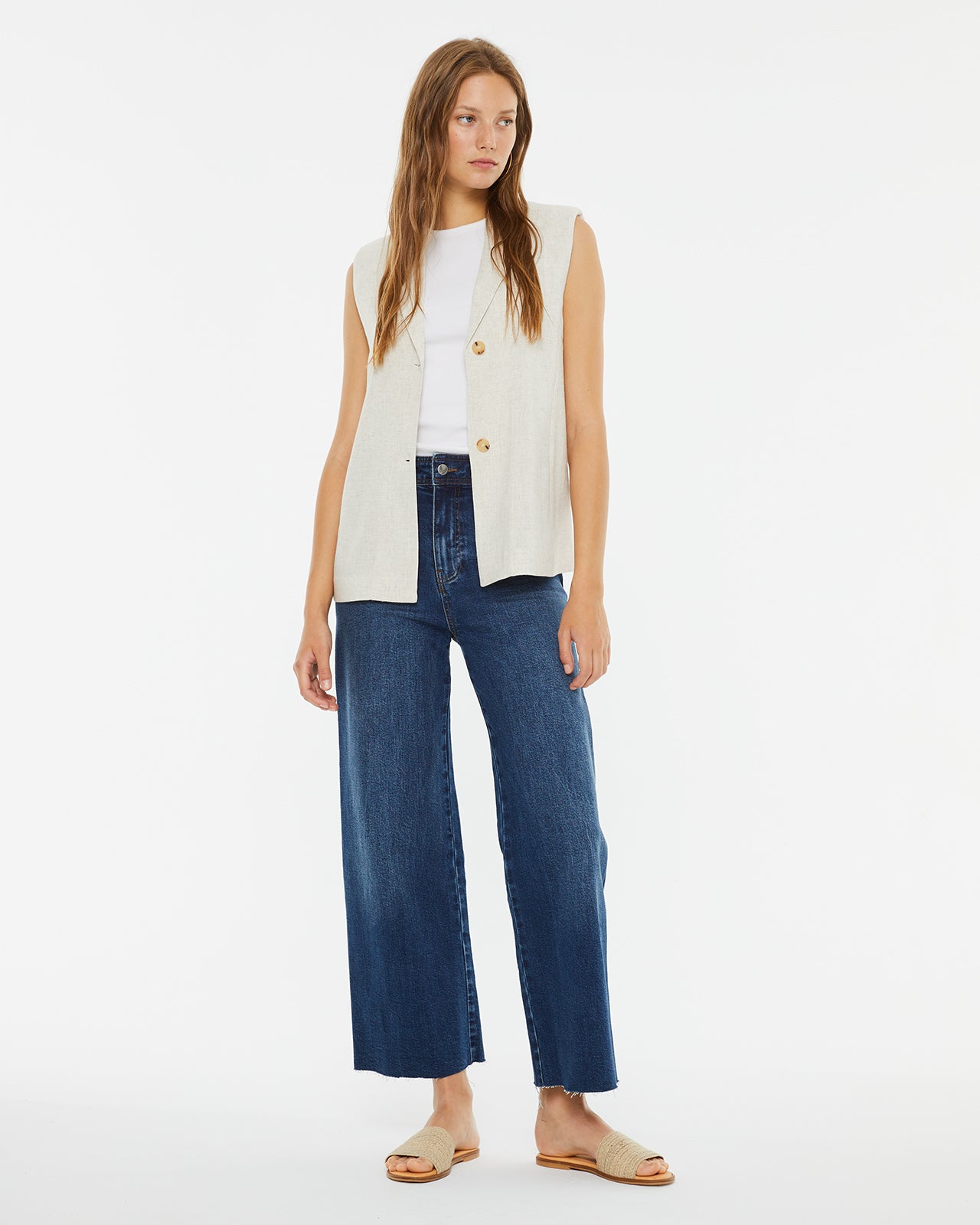 Pantalón denim wide leg de tiro alto