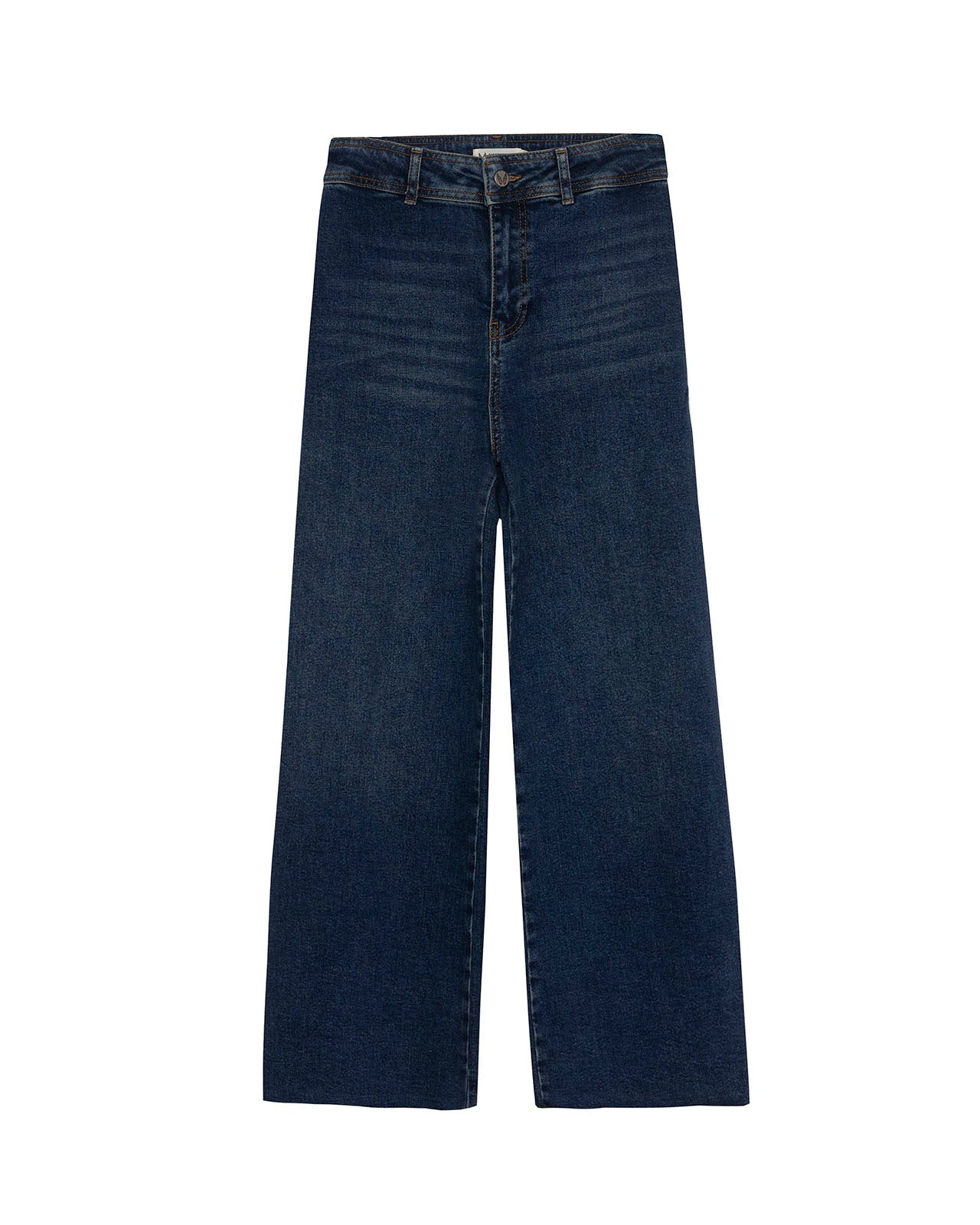 High-waisted wide-leg denim pants