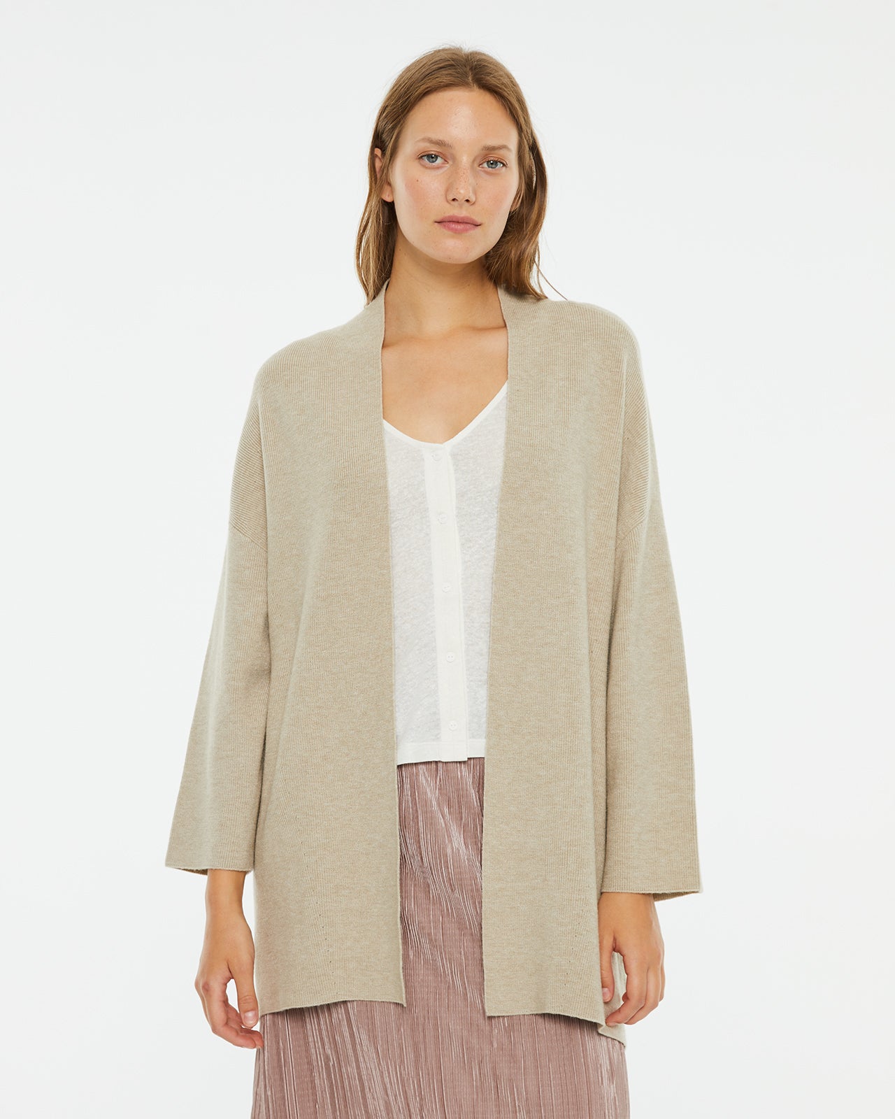 Long open cardigan with Japanese sleeves