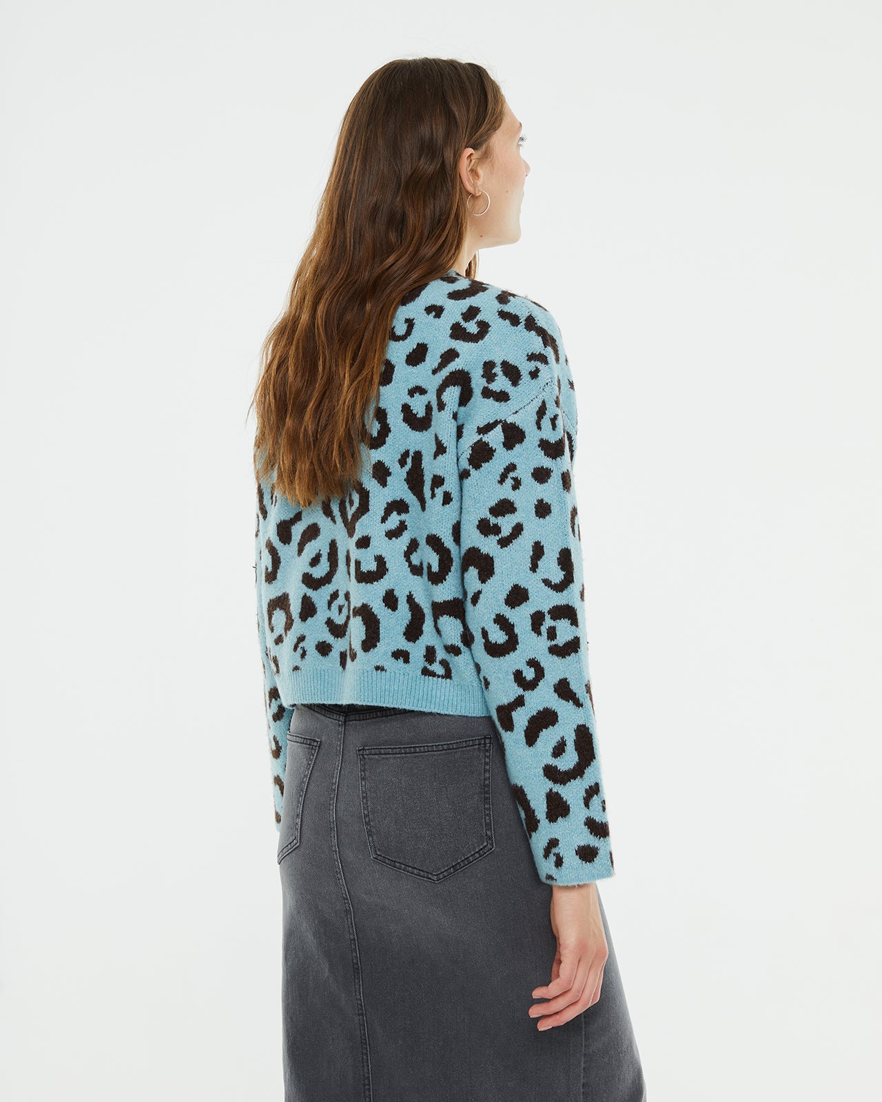 Straight jacquard animal print cardigan