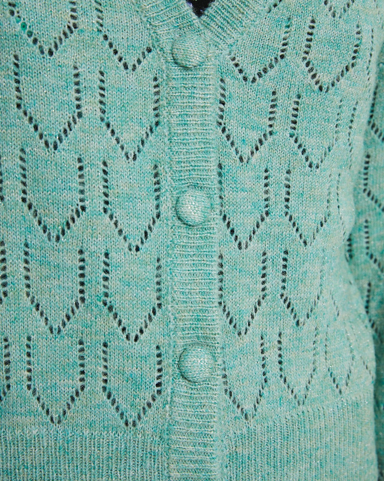 Openwork V-neck cardigan with glitter