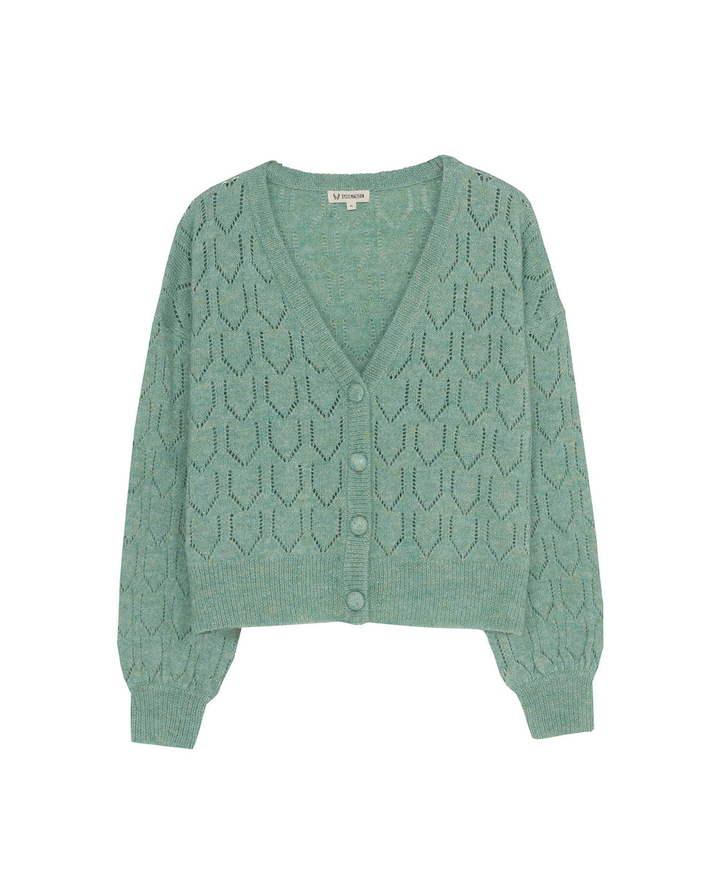 Openwork V-neck cardigan with glitter