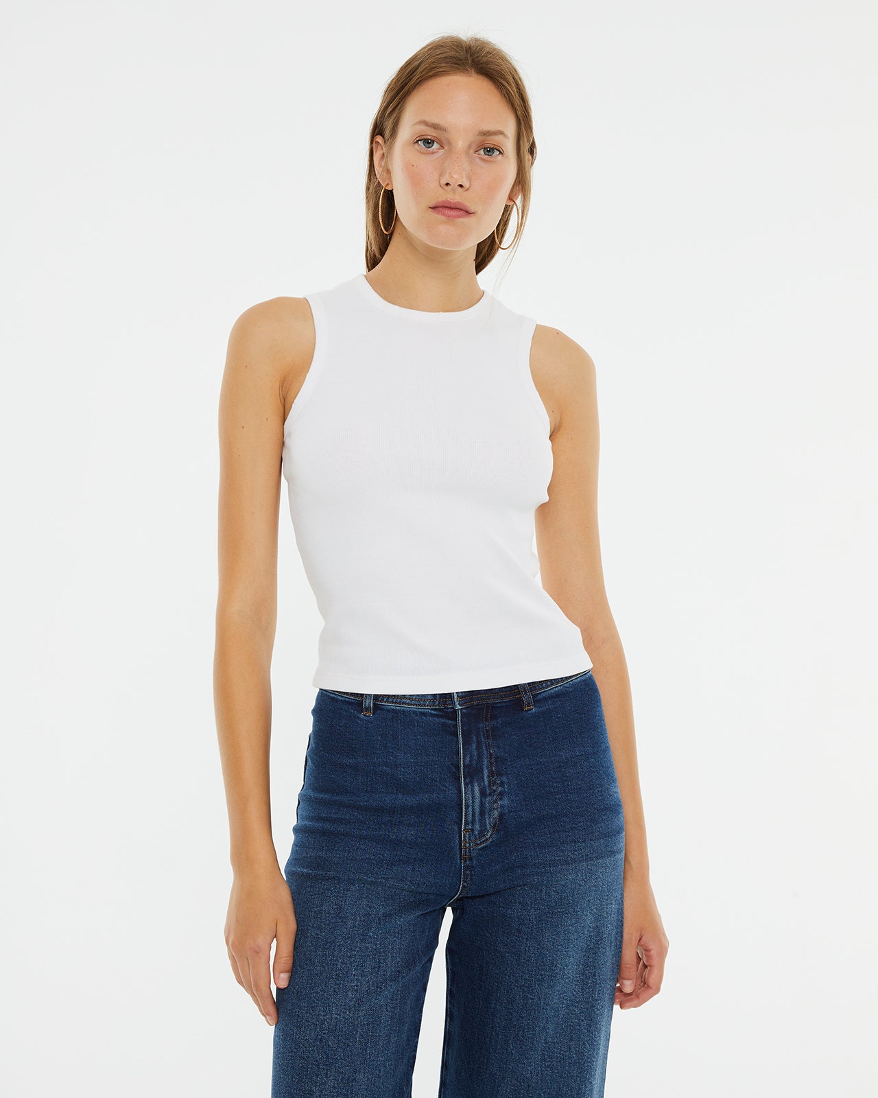 Basic ribbed strappy top with ripped details