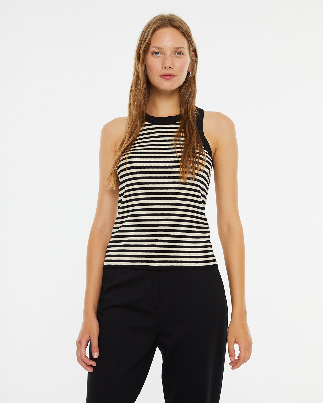 Striped fitted ribbed top