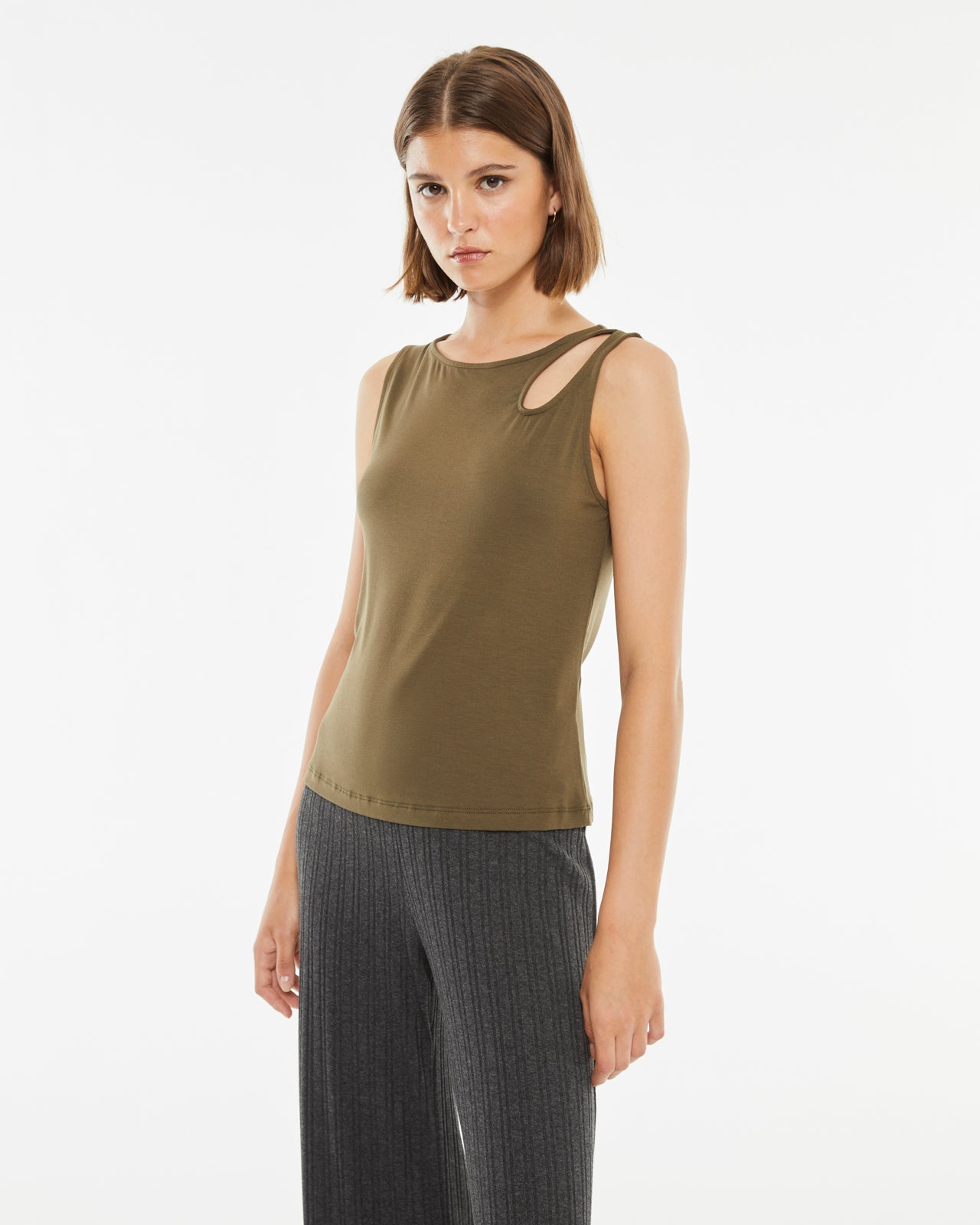 Cut out ribbed fitted top