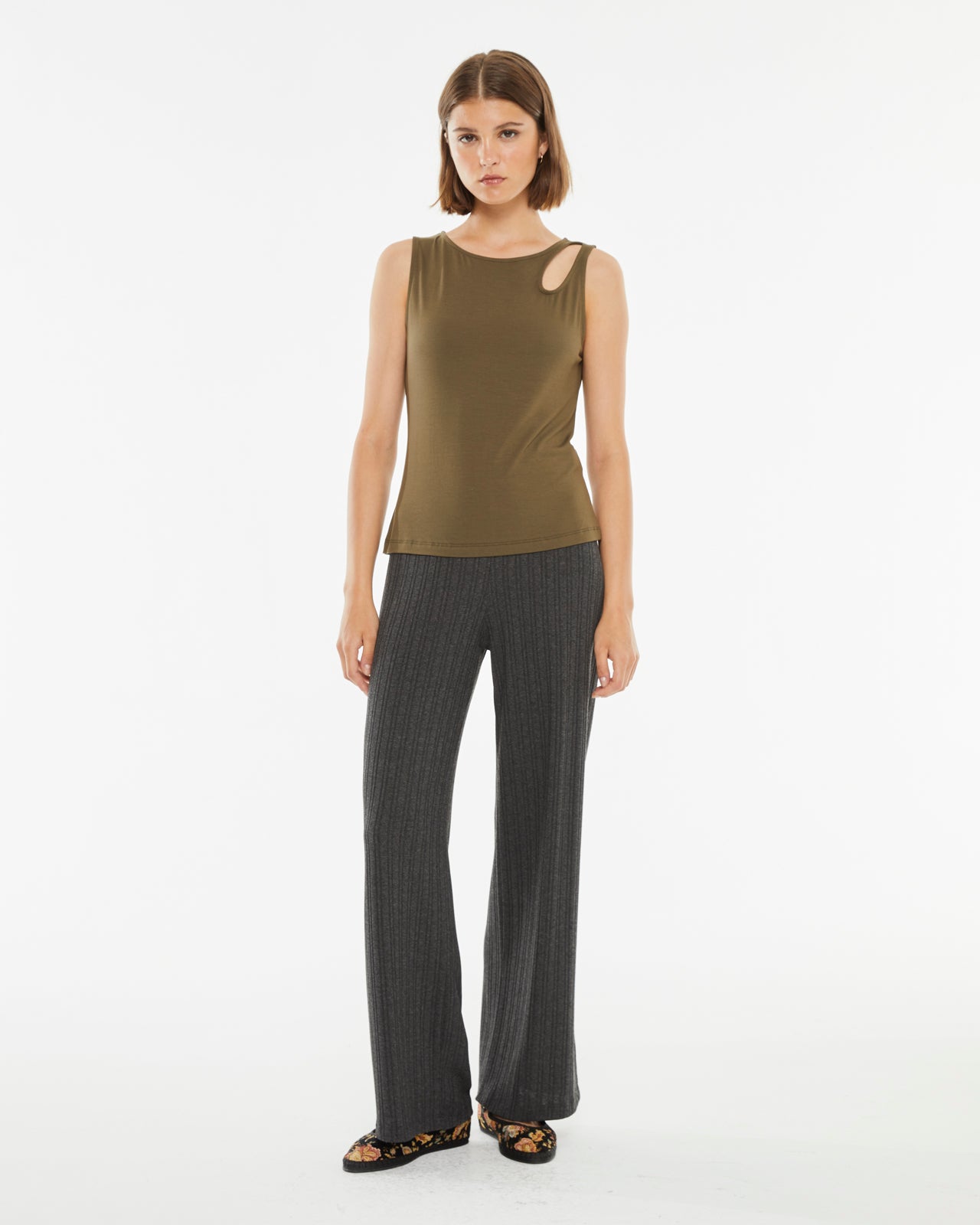 Cut out ribbed fitted top