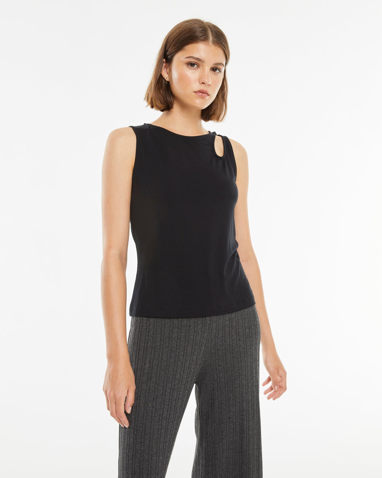 Cut out ribbed fitted top