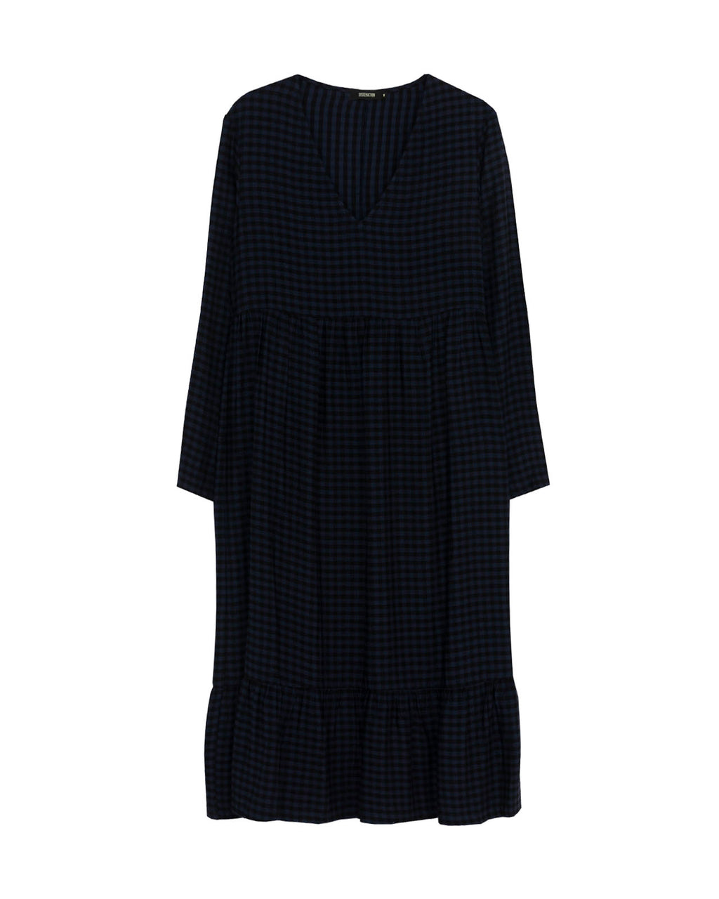 Long sleeve checkered midi dress with cuff