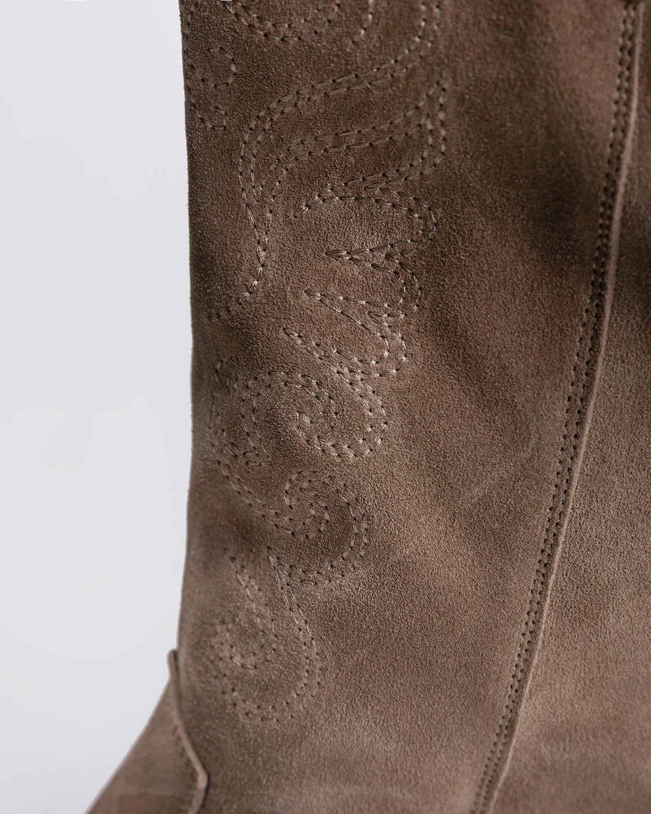 High-top suede cowboy boot with embroidery