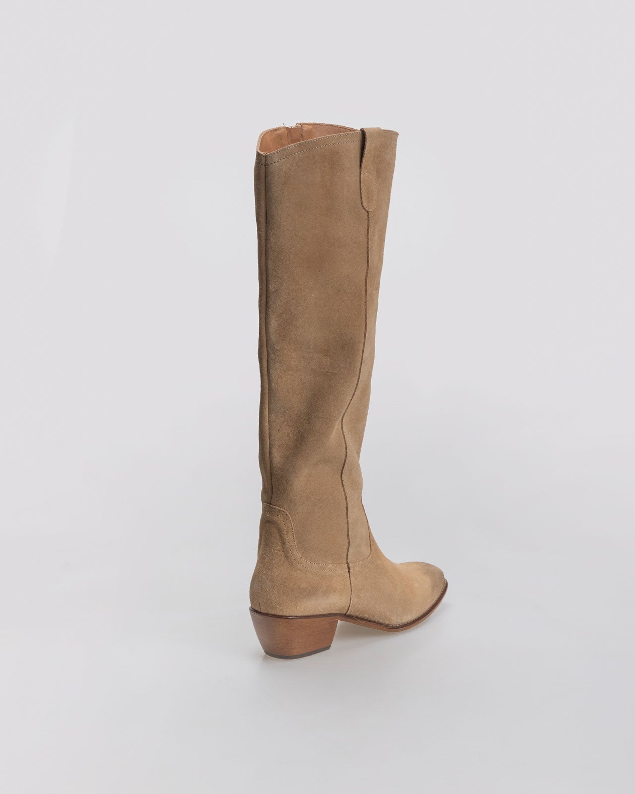 High-top suede boot with heel