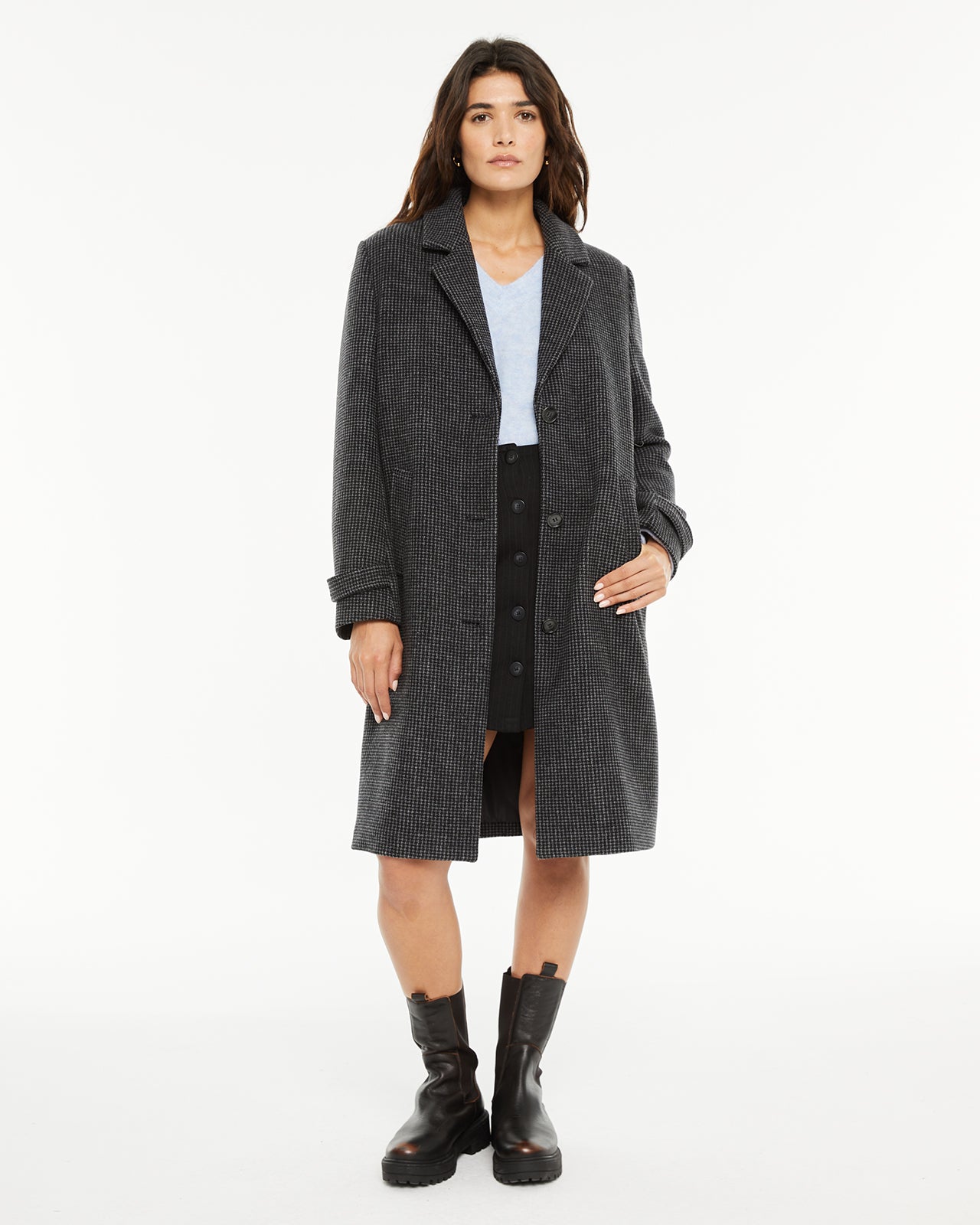 Abrigo largo cuadros