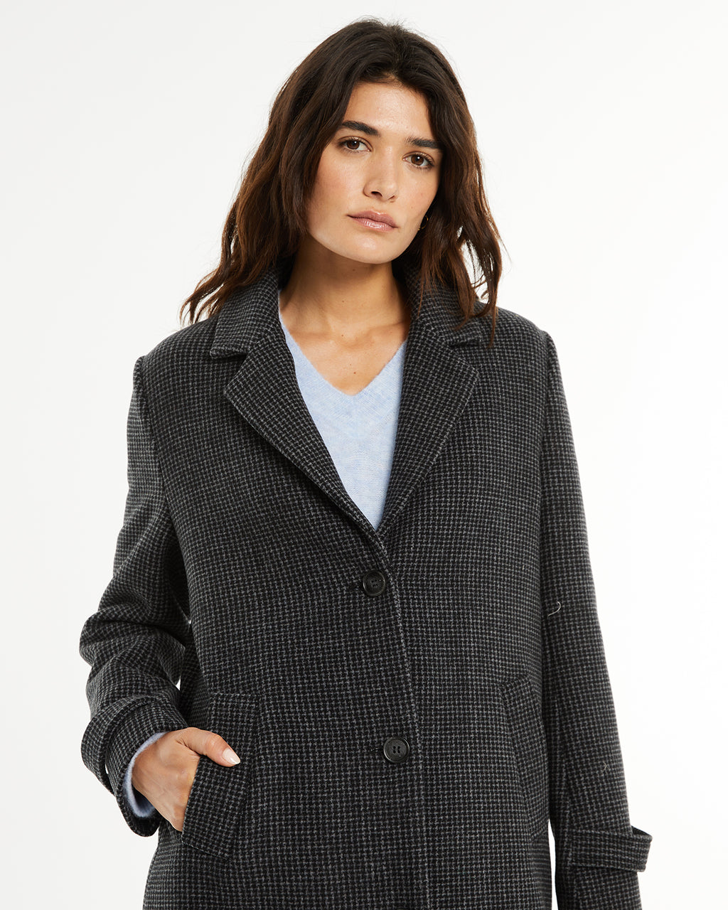 Abrigo largo cuadros