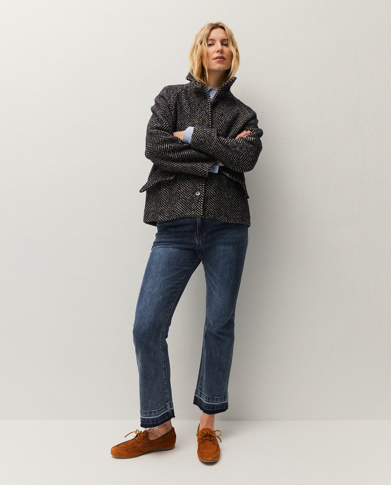 Manteau court à chevrons