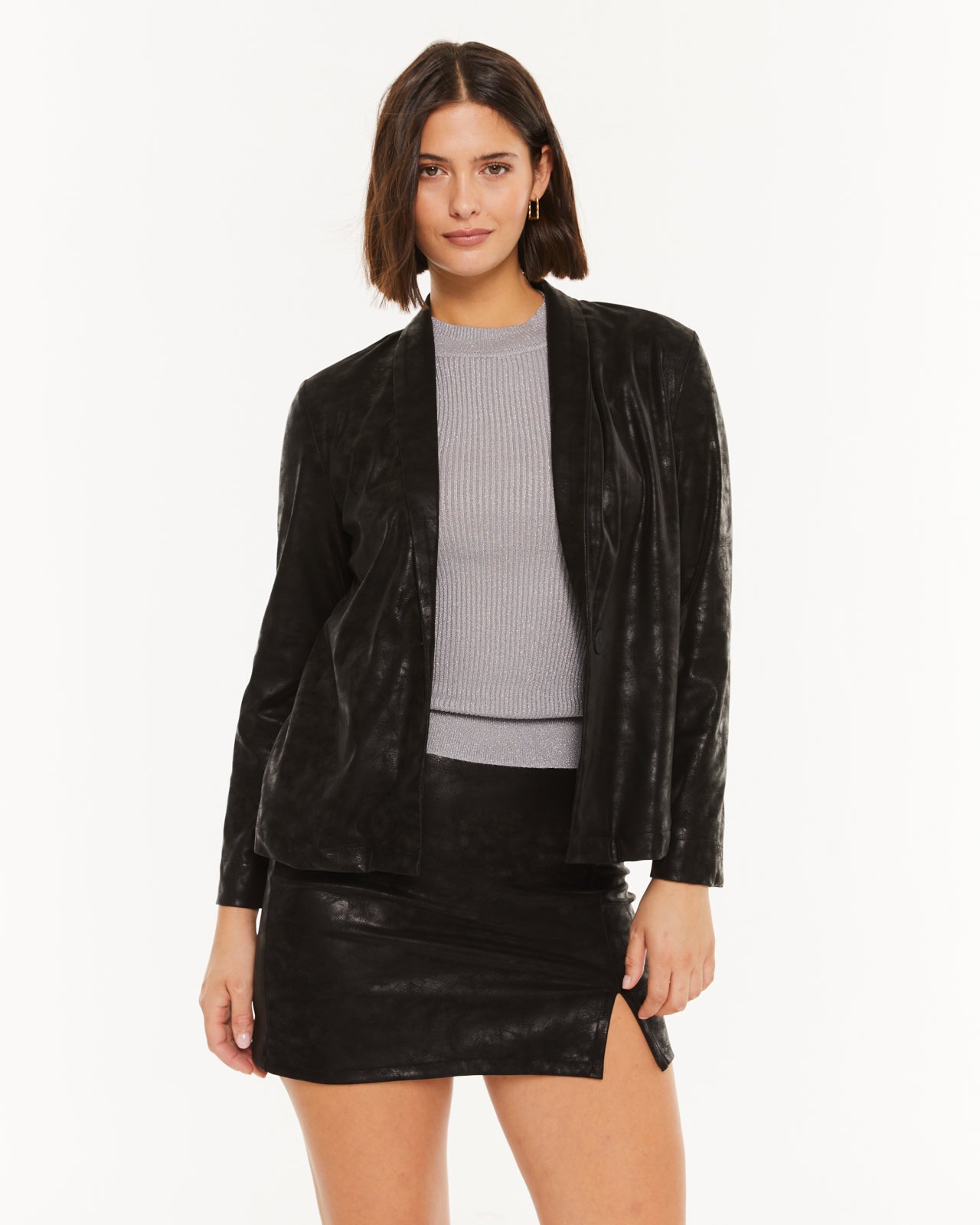 Blazer à revers et fermeture boutonnée