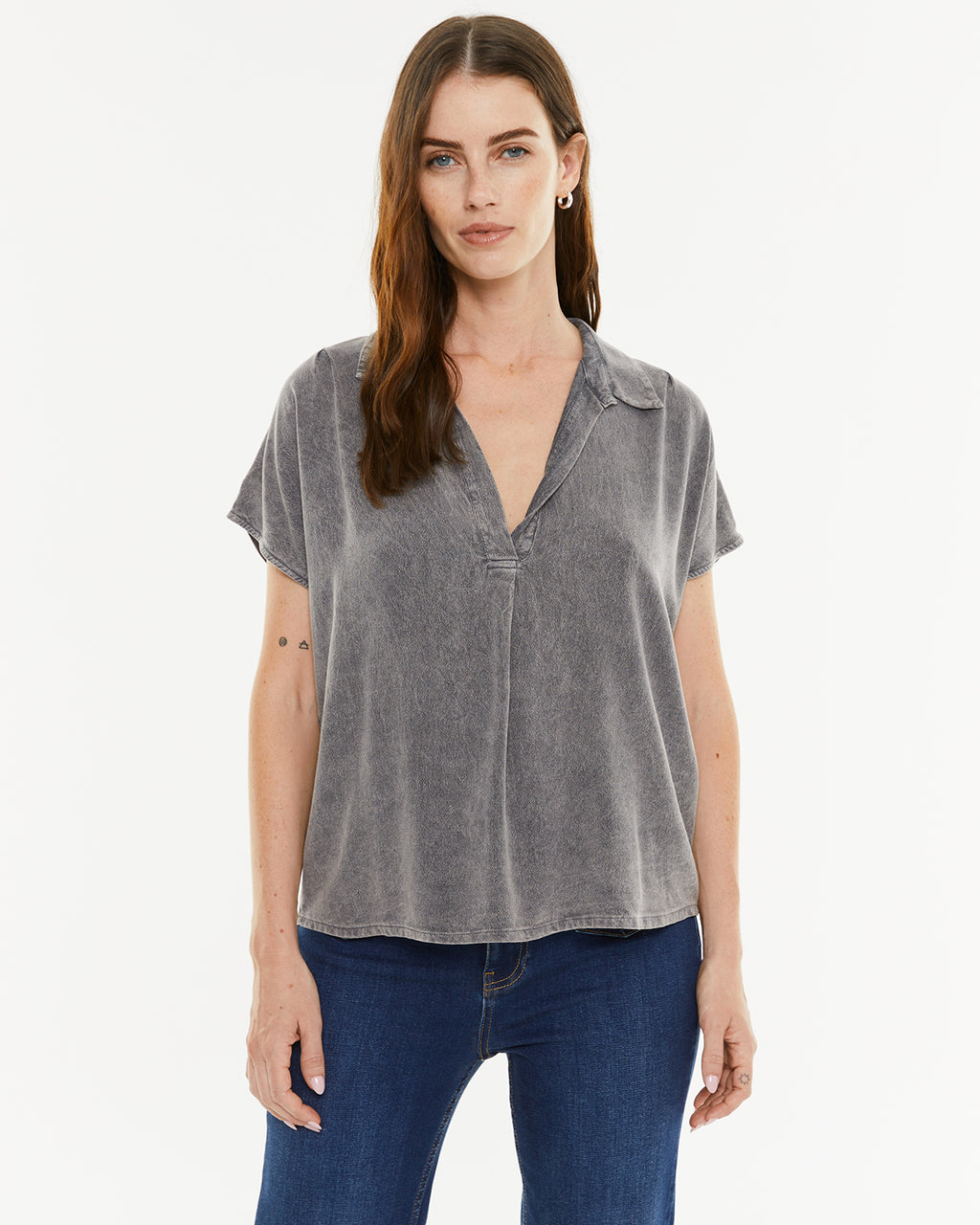 Camisa fluida cuello camisero