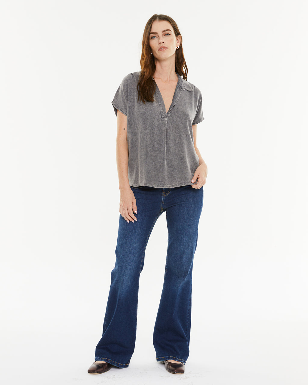 Camisa fluida cuello camisero