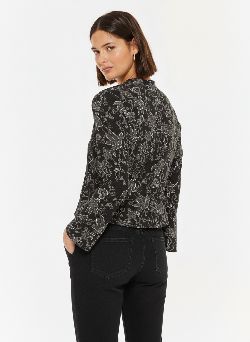 Camisa estampada cuello mao