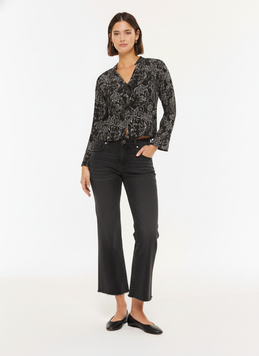 Chemise imprimée à col mandarin