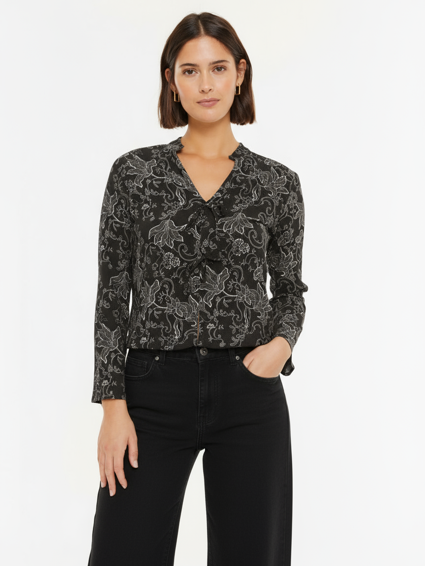 Chemise imprimée à col mandarin