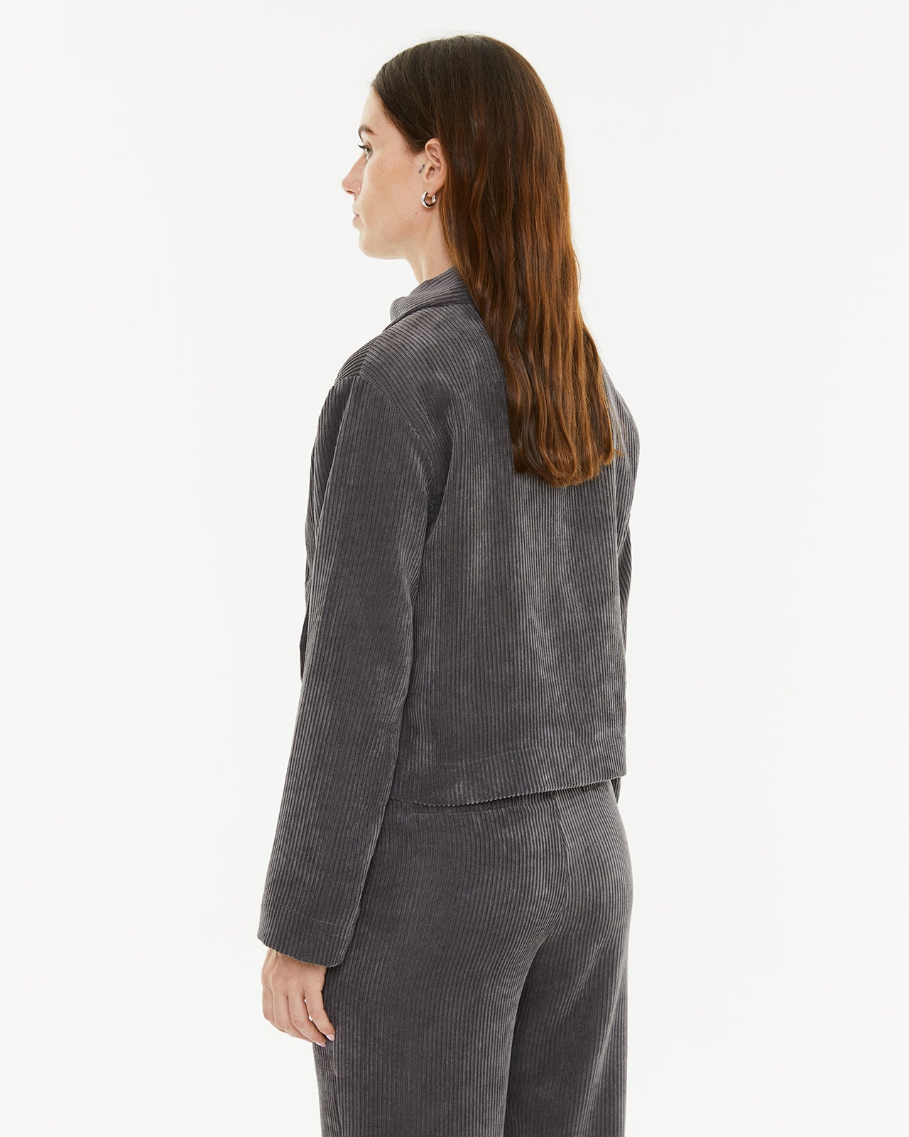 Corduroy jacket with zip and pockets