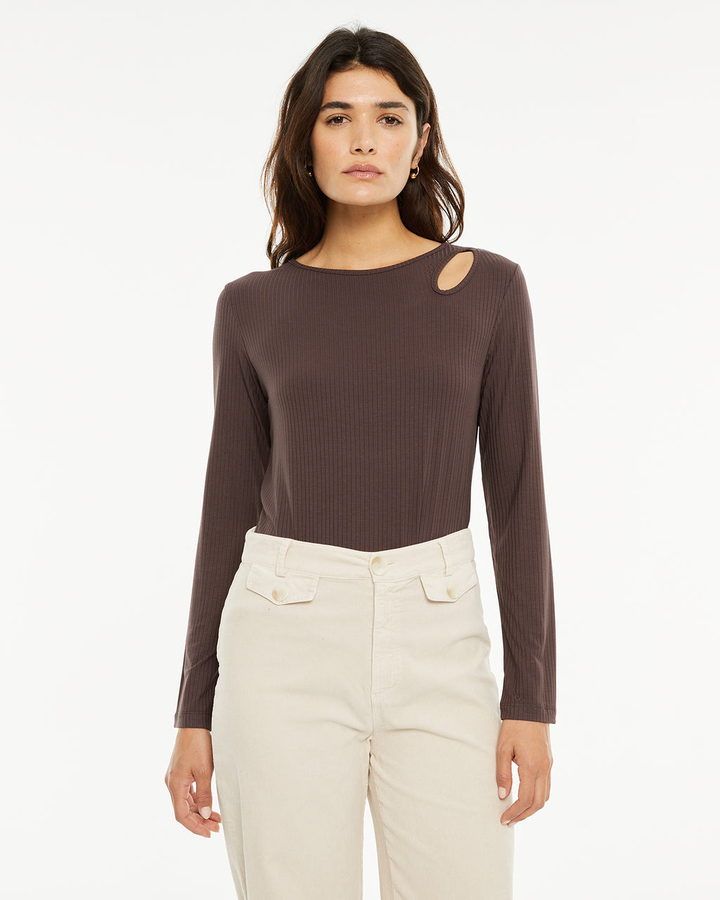 Camiseta canalé cut-out