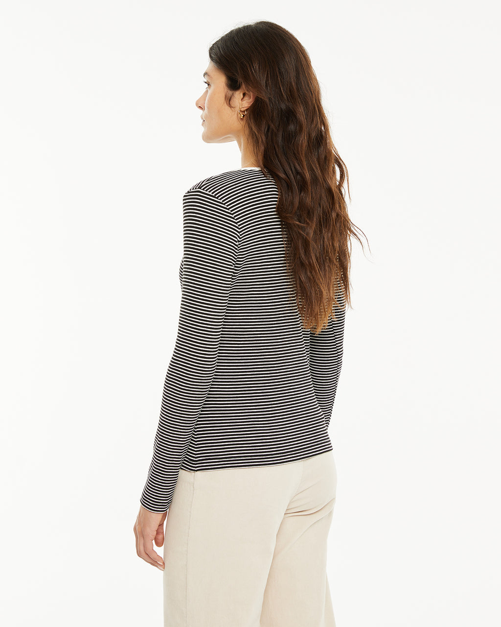 Camiseta rayas escote a contraste