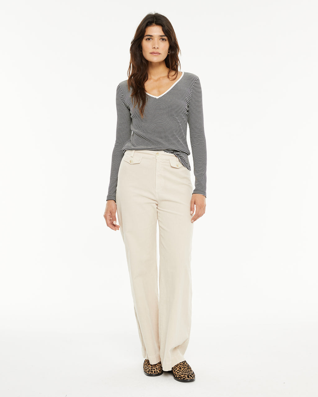 Camiseta rayas escote a contraste