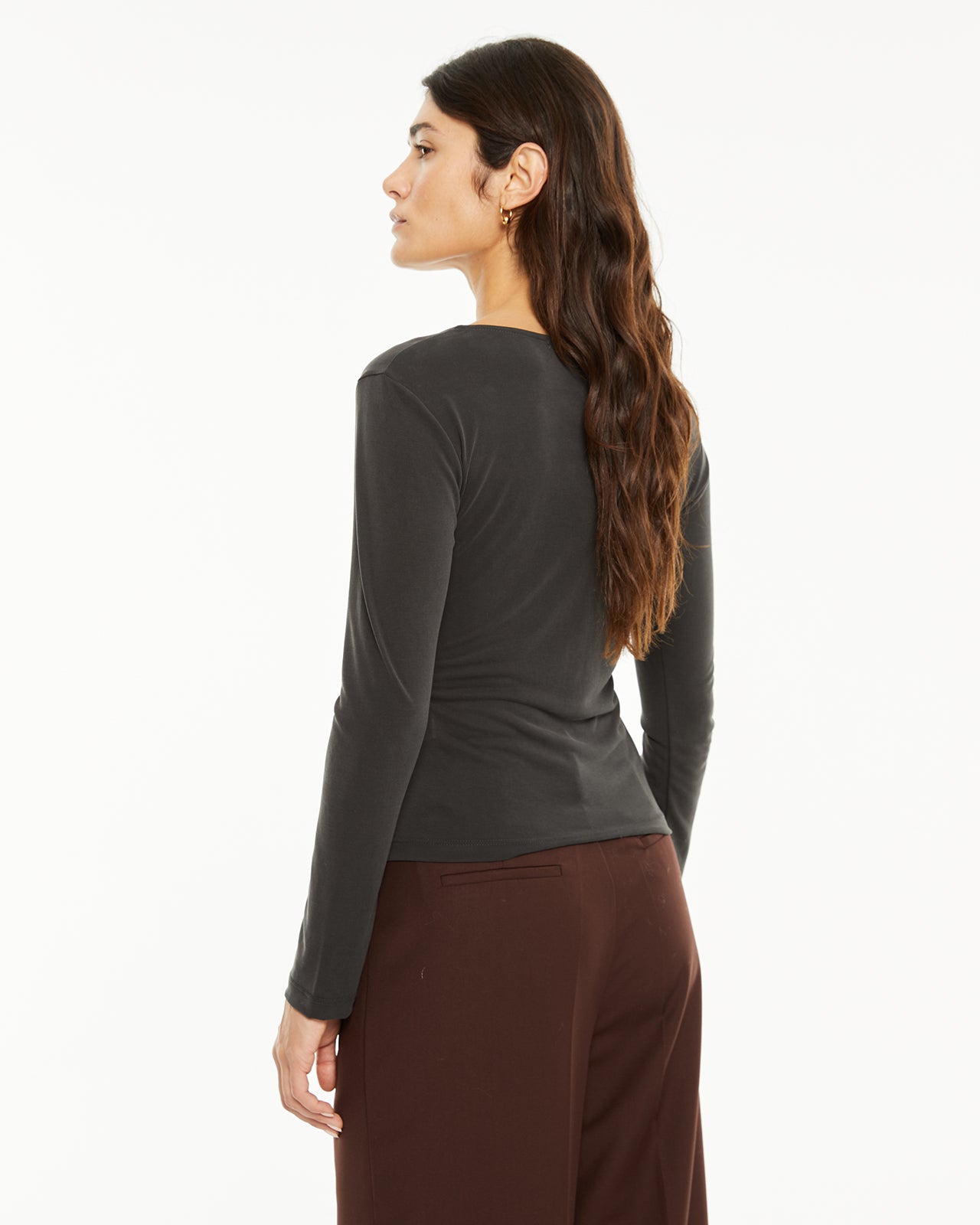 Wrap top with side ruching
