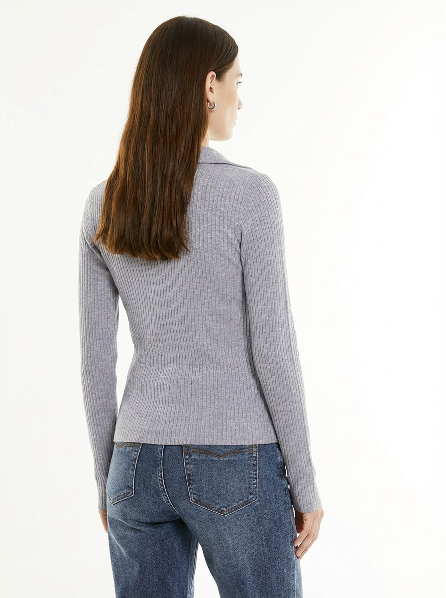 polo côtelé à manches longues