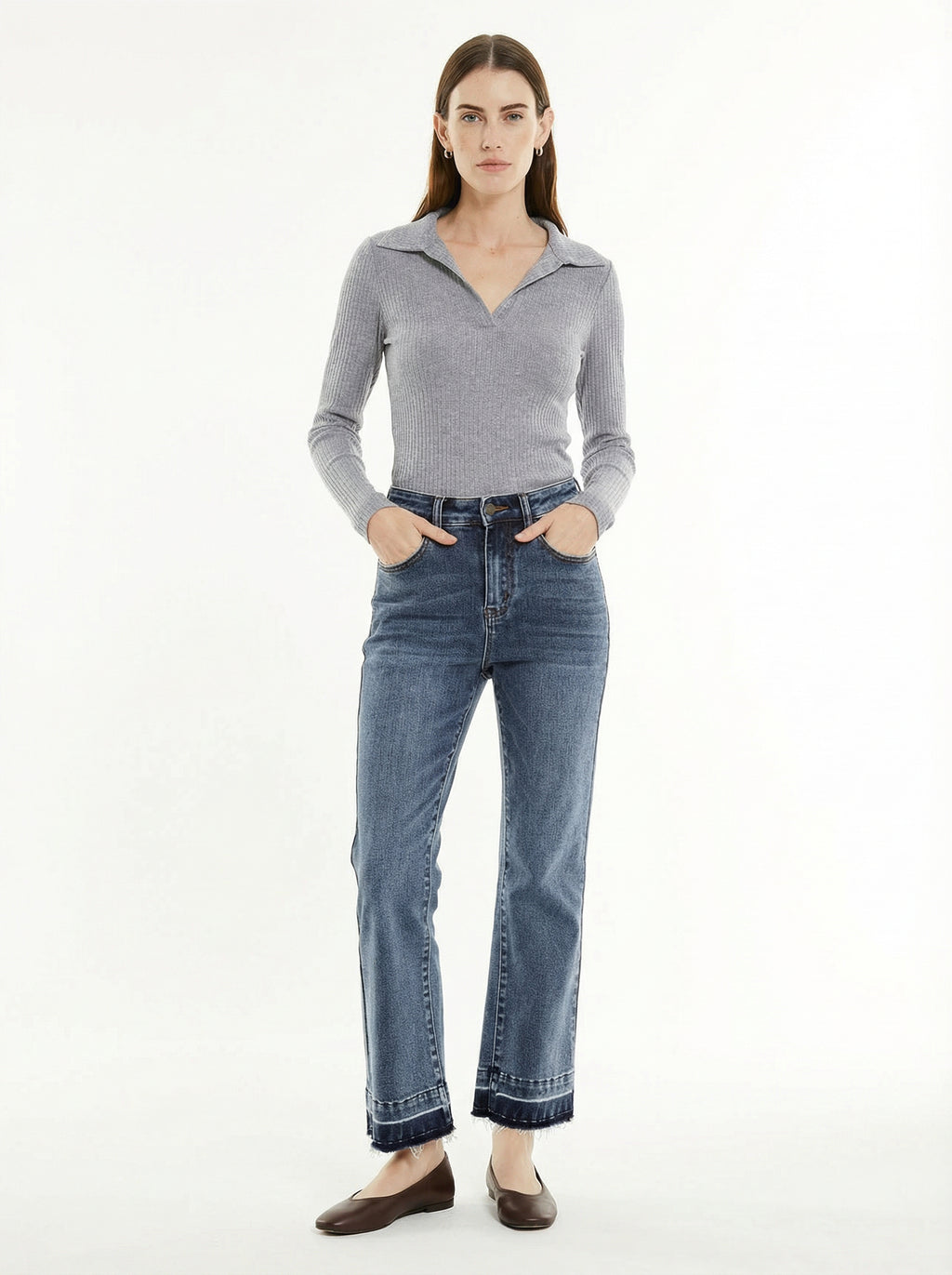 polo côtelé à manches longues