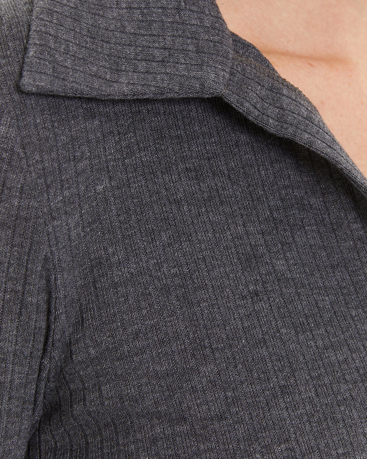 Long-sleeved ribbed polo shirt