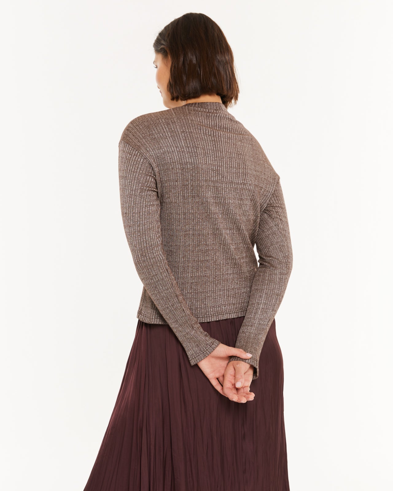 Ribbed T-shirt with a mock turtleneck