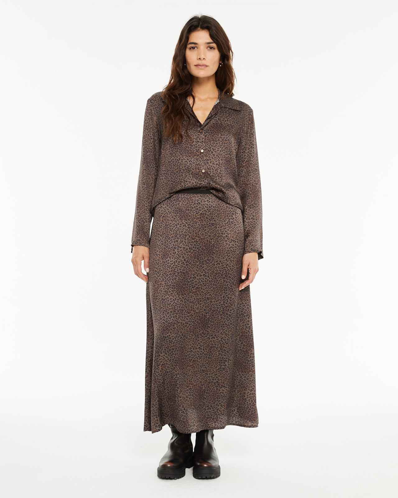 Jupe midi à imprimé animalier