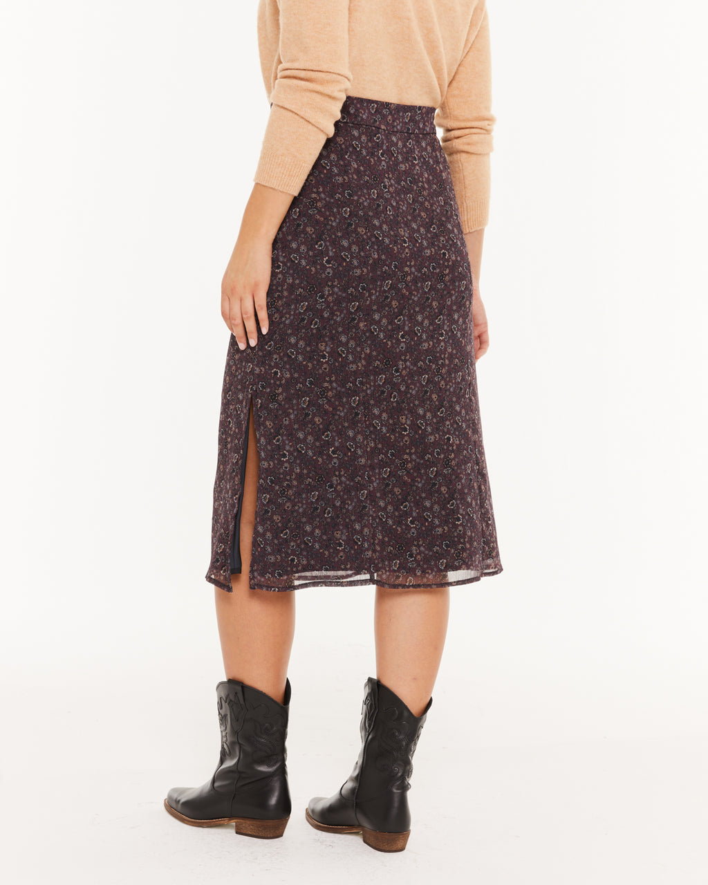 Falda midi estampado floral pequeño