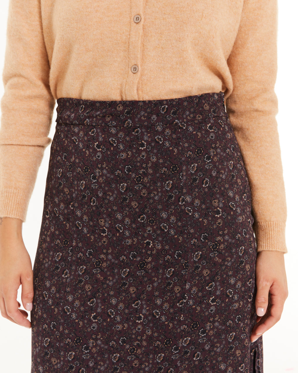 Falda midi estampado floral pequeño