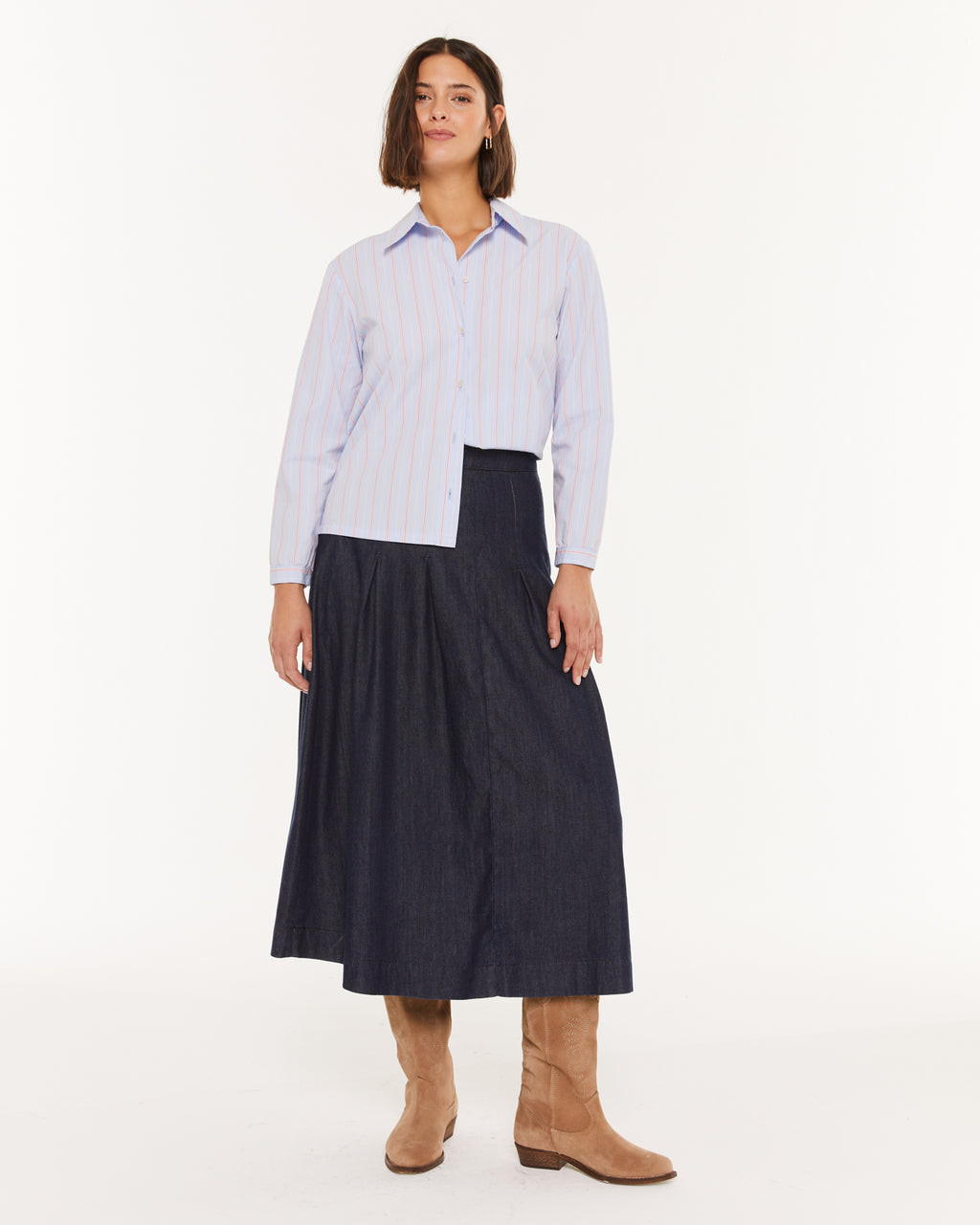 Falda fluida efecto denim