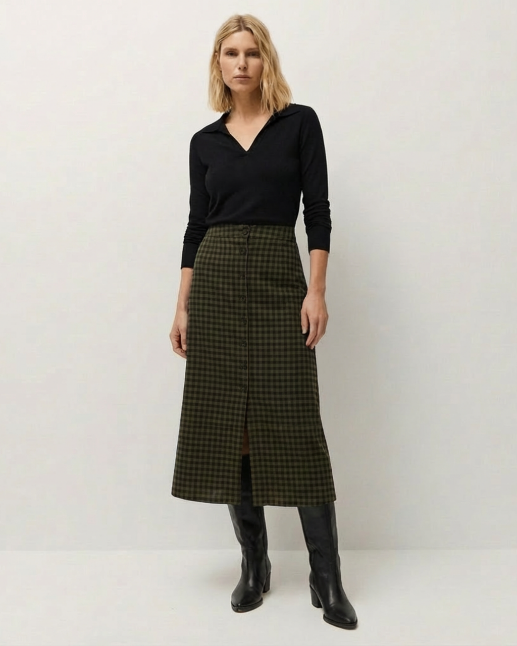 Falda cuadros con botones