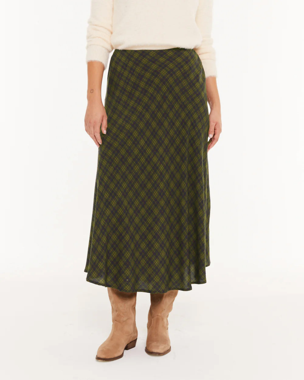 Falda cuadros verdes