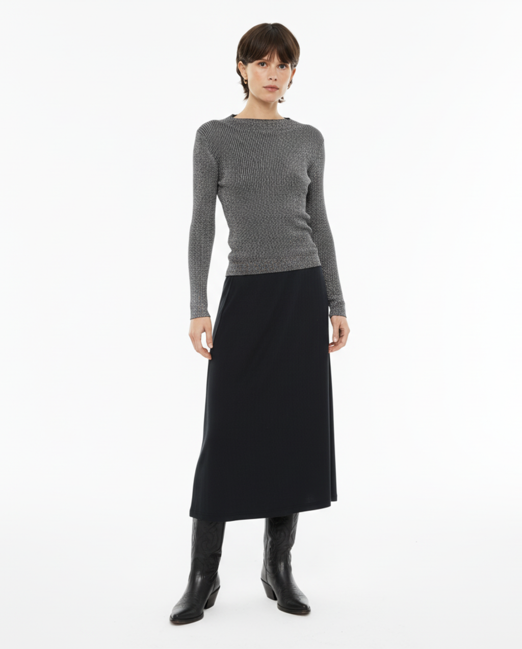 Jersey cuello redondo básico lurex