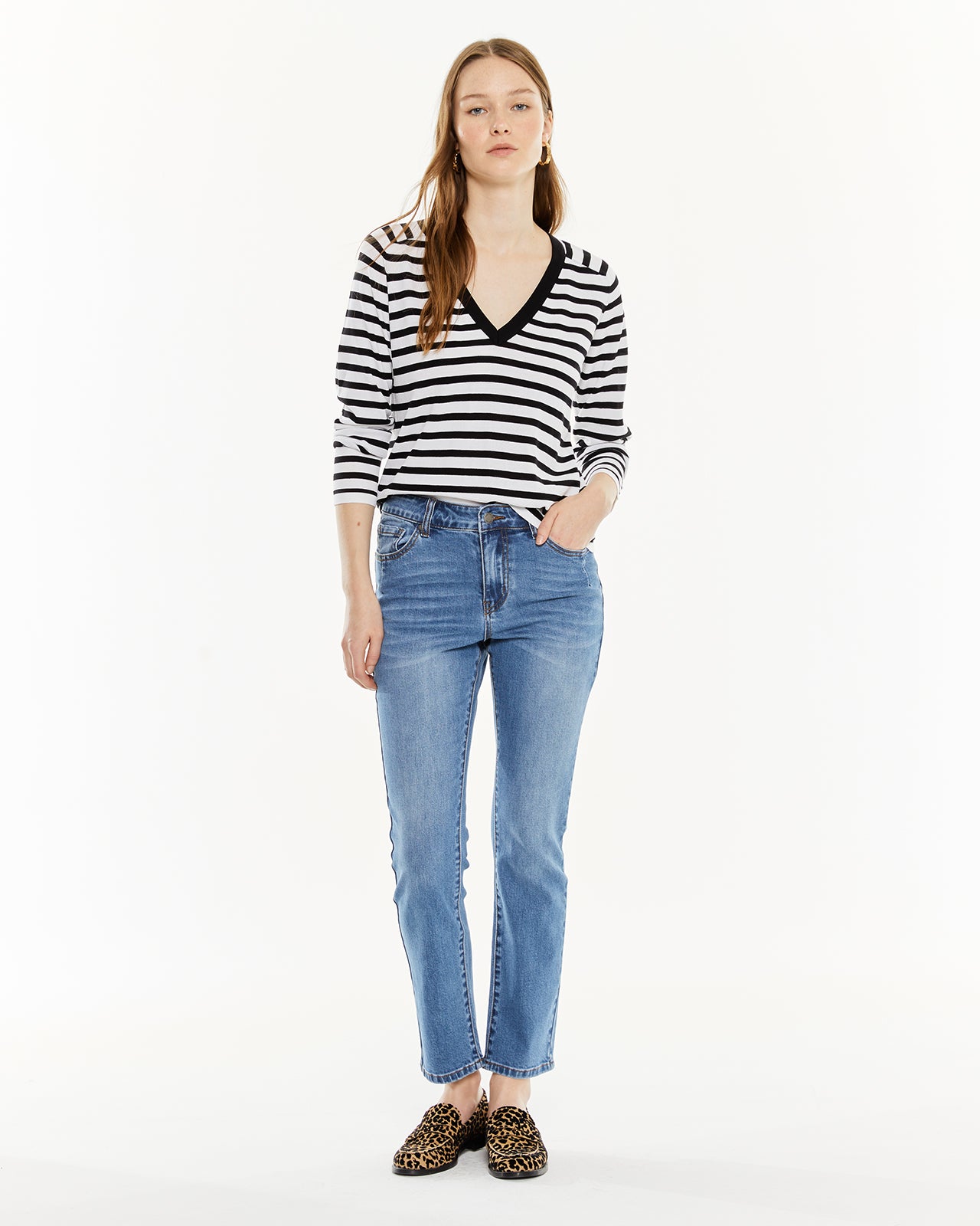 Pull rayé en maille, taille M/L