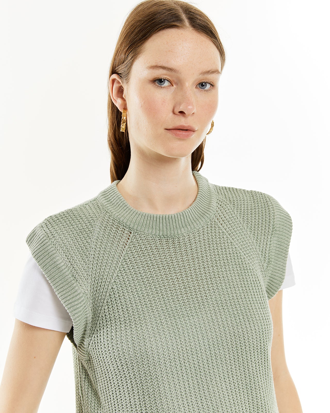 Short-sleeved round-neck sweater