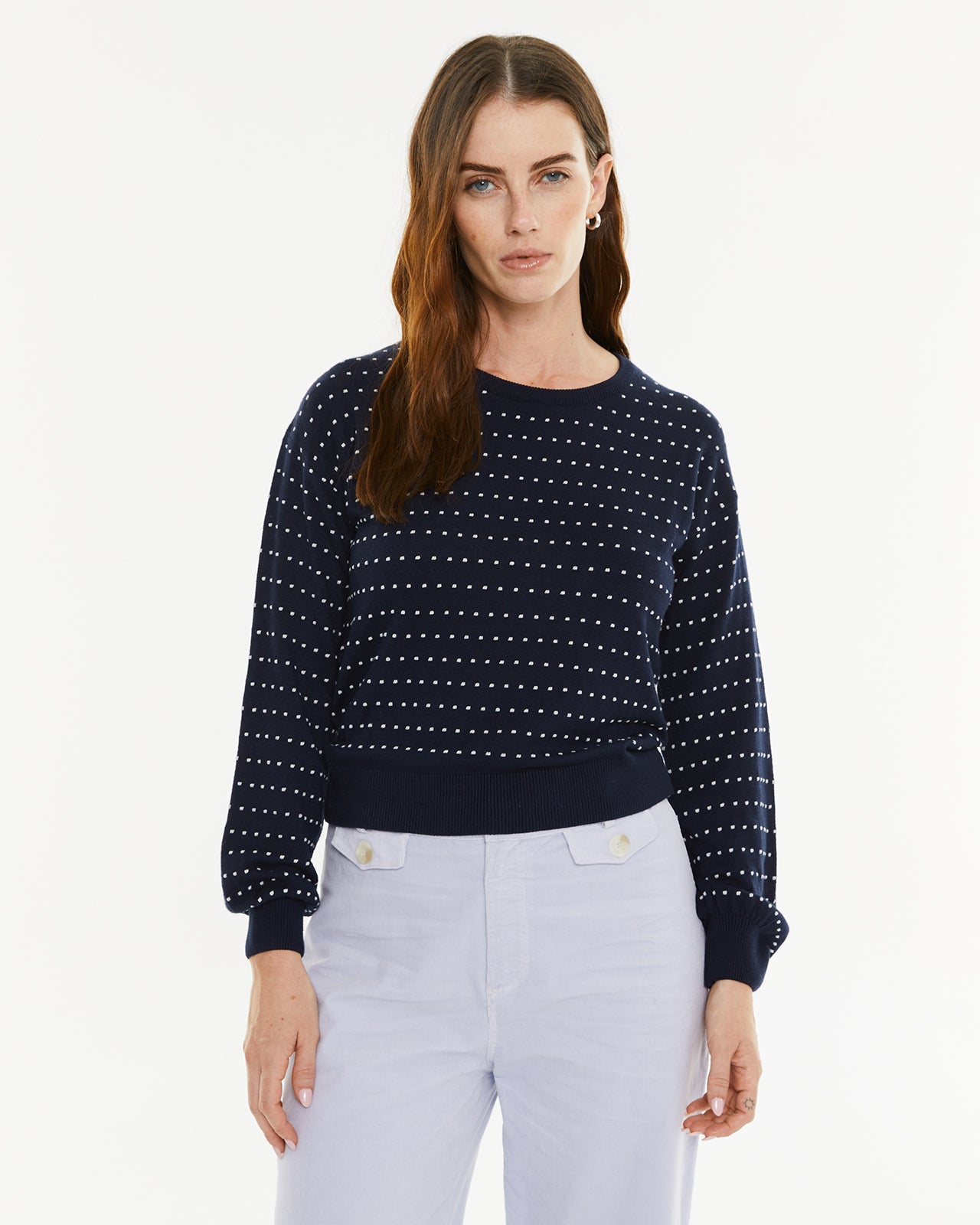 Pull à pois bicolore