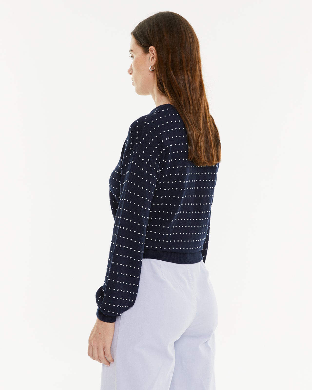 Pull à pois bicolore