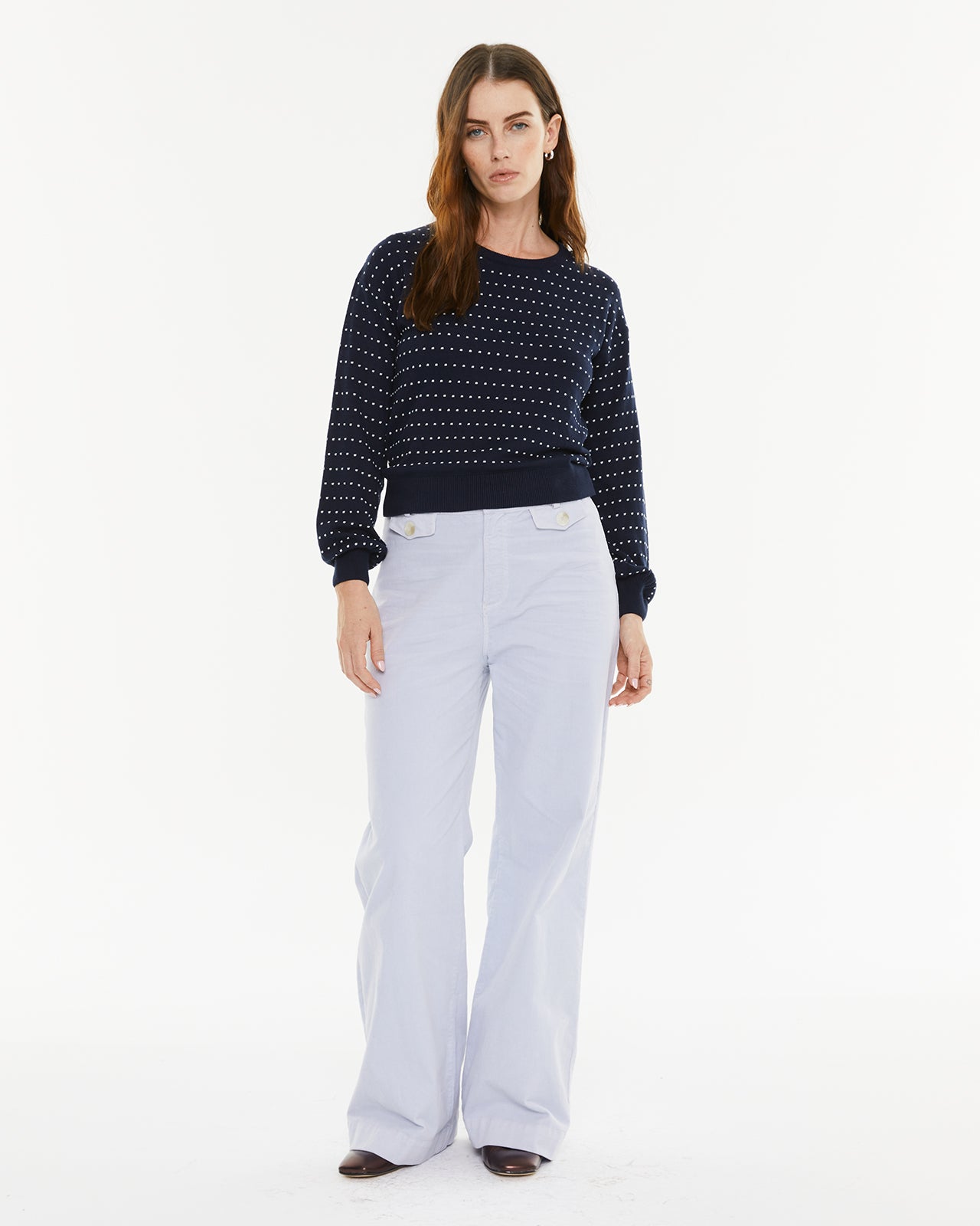 Pull à pois bicolore