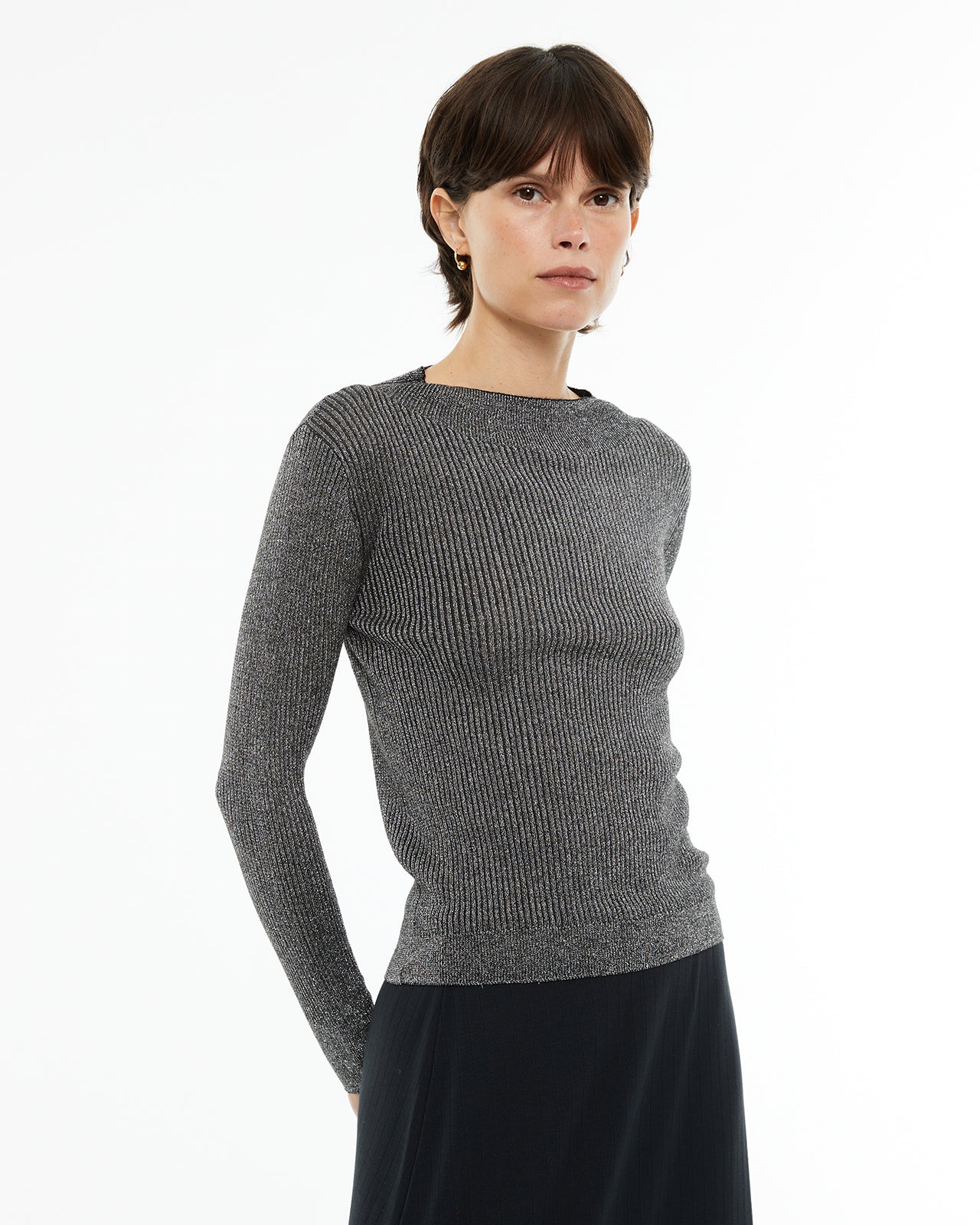 basic lurex crew neck sweater